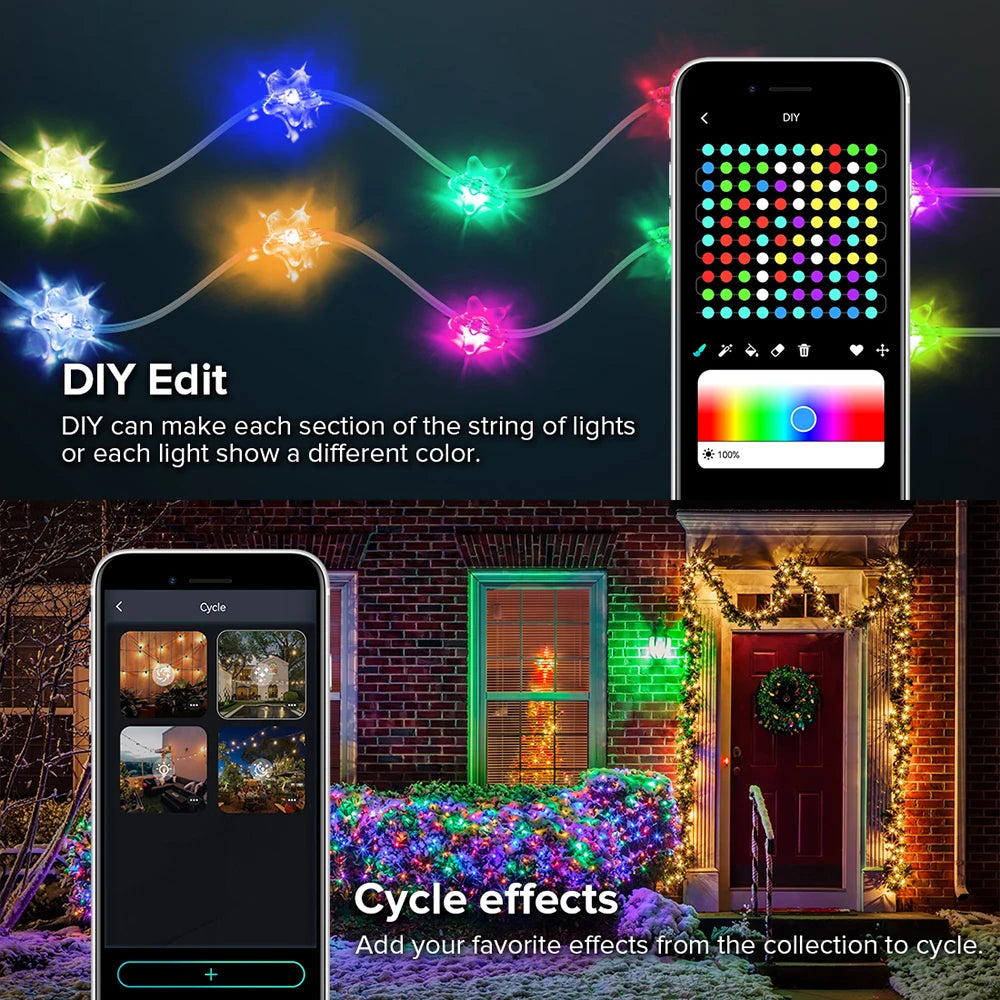 USB Christmas Lights String WS2812B RGB Dream Color Birthday Decoration Party Star Strawberry Lights Room USB App Remote Light
