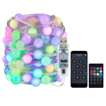 USB Christmas Lights String WS2812B RGB Dream Color Birthday Decoration Party Star Strawberry Lights Room USB App Remote Light