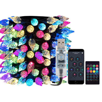 USB Christmas Lights String WS2812B RGB Dream Color Birthday Decoration Party Star Strawberry Lights Room USB App Remote Light