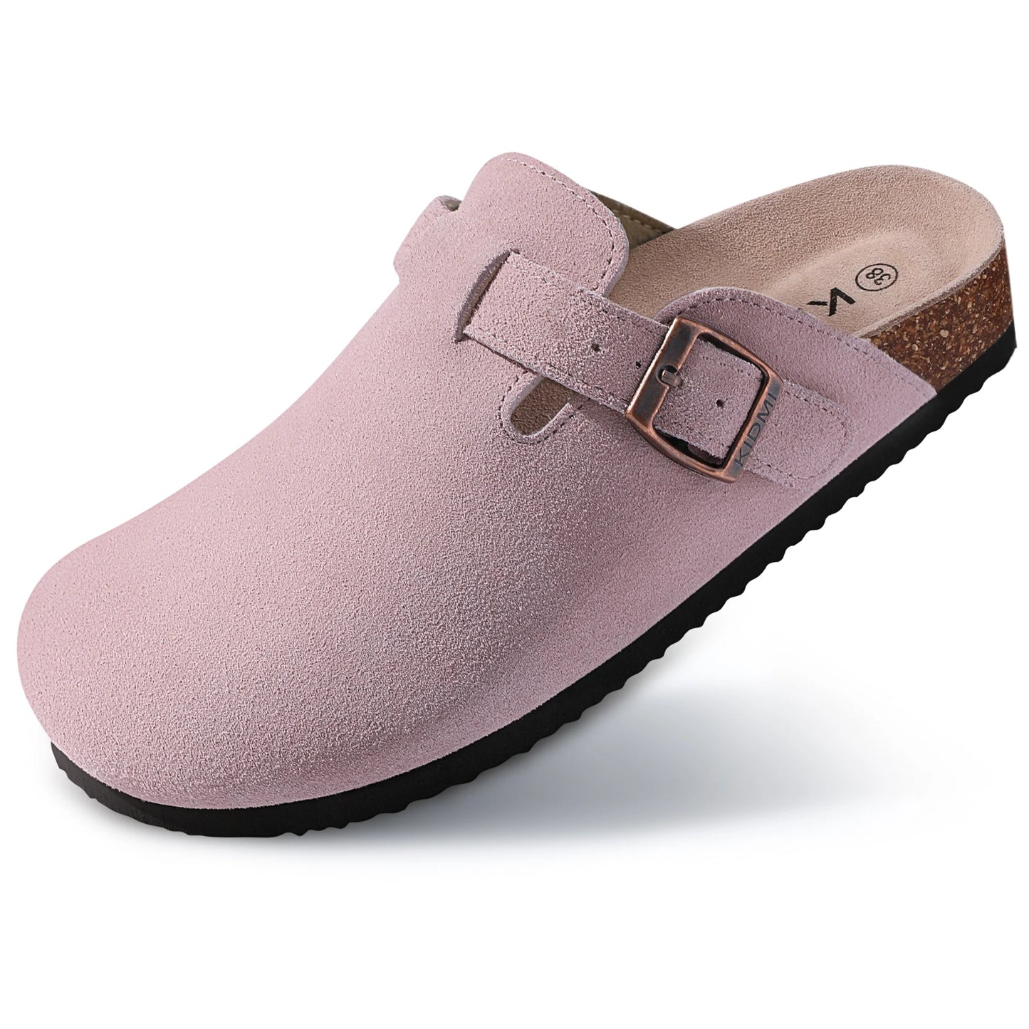 Comwarm Fashion Women's Suede Mules Slippers Men Clogs Cork Insole and Home Shoes