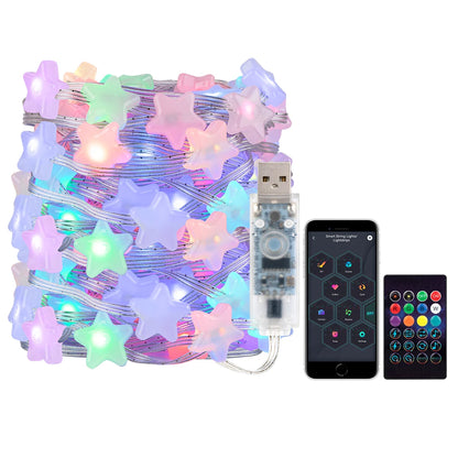 USB Christmas Lights String WS2812B RGB Dream Color Birthday Decoration Party Star Strawberry Lights Room USB App Remote Light