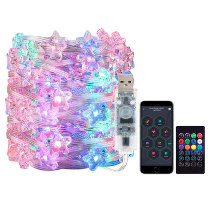 USB Christmas Lights String WS2812B RGB Dream Color Birthday Decoration Party Star Strawberry Lights Room USB App Remote Light